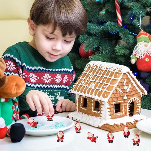 Housoutil Santa Claus 12pcs Mini Christmas الحلي ، تماثيل الراتنج الأحمر لديكور حديقة دمية DIY in Kuwait