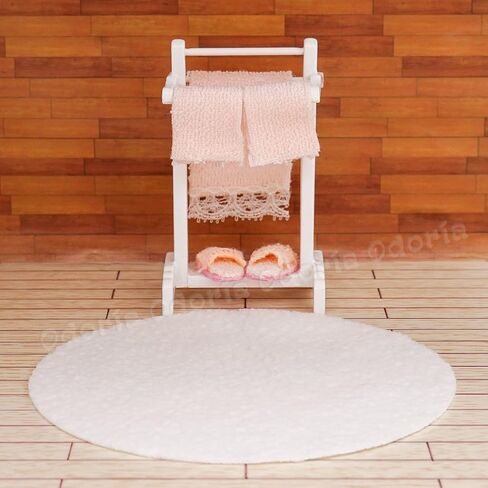 Odoria Dollhouse Towel Rack Miniature: 1/12 Scale Area Accent White Rug for Cute Bathroom - Mini Pink Standing Bath Towel Holder in Saudi Arabia