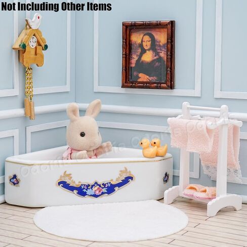 Odoria Dollhouse Towel Rack Miniature: 1/12 Scale Area Accent White Rug for Cute Bathroom - Mini Pink Standing Bath Towel Holder in Saudi Arabia