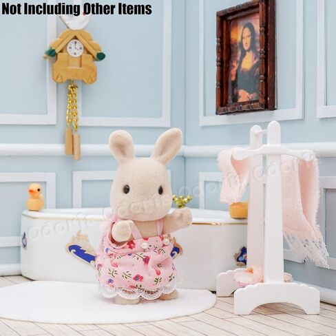 Odoria Dollhouse Towel Rack Miniature: 1/12 Scale Area Accent White Rug for Cute Bathroom - Mini Pink Standing Bath Towel Holder in Saudi Arabia