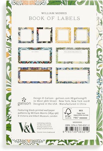 Galison William Morris – Book Of Labels Including 8 Label Pads Featuring Different Floral Patterns Perfect For Labeling And Gifting in Saudi Arabia