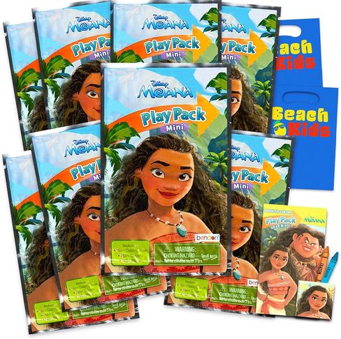 Disney 8 Pc Moana Mini Party Favors Set - Bundle 8 Play Packs with Mini Coloring Books, Stickers, and Goodie Bags | Moana Birthday Party Supplies Decorations in Saudi Arabia