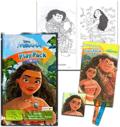 Disney 8 Pc Moana Mini Party Favors Set - Bundle 8 Play Packs with Mini Coloring Books, Stickers, and Goodie Bags | Moana Birthday Party Supplies Decorations in Saudi Arabia
