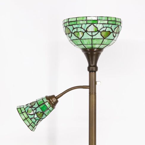 Tiffany Floor Lamp Torchiere with Side Nightlight Sea Blue Pearl Stained Glass Reading Light 10X10X71 Inches Pole Standing Corner Torch Uplight Decor Bedroom Living Room Home in Saudi Arabia