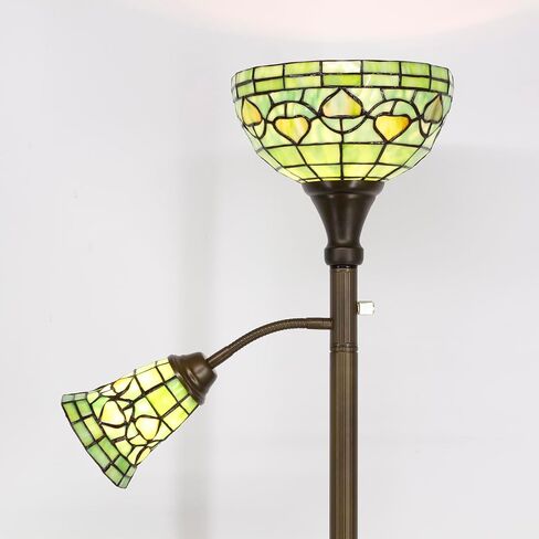Tiffany Floor Lamp Torchiere with Side Nightlight Sea Blue Pearl Stained Glass Reading Light 10X10X71 Inches Pole Standing Corner Torch Uplight Decor Bedroom Living Room Home in Saudi Arabia