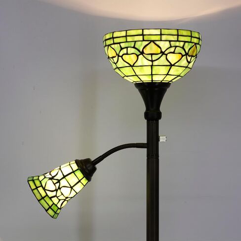 Tiffany Floor Lamp Torchiere with Side Nightlight Sea Blue Pearl Stained Glass Reading Light 10X10X71 Inches Pole Standing Corner Torch Uplight Decor Bedroom Living Room Home in Saudi Arabia