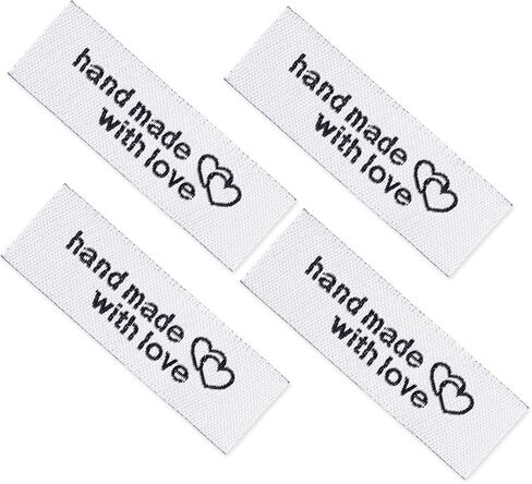 100 PCS ملصقات خياطة مخصصة مصنوعة يدويًا متشابكة نمط القلب العلامات العلامات المصنوعة يدويًا مع ملصقات حب الخياطة على ملصقات الملابس للعناصر المصنوعة يدويًا ، أبيض in Kuwait