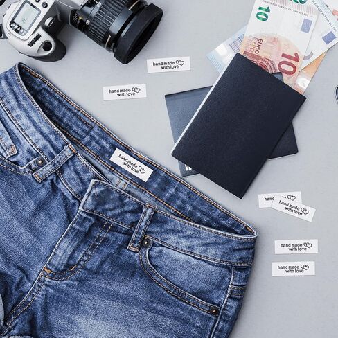 100 PCS ملصقات خياطة مخصصة مصنوعة يدويًا متشابكة نمط القلب العلامات العلامات المصنوعة يدويًا مع ملصقات حب الخياطة على ملصقات الملابس للعناصر المصنوعة يدويًا ، أبيض in Kuwait