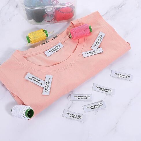 100 PCS ملصقات خياطة مخصصة مصنوعة يدويًا متشابكة نمط القلب العلامات العلامات المصنوعة يدويًا مع ملصقات حب الخياطة على ملصقات الملابس للعناصر المصنوعة يدويًا ، أبيض in Kuwait