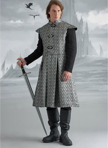 Simplicity SS9593BB Men's Medieval Coat, Jacket and Vest Costume Sewing Pattern Packet, Design Code S9593, Sizes 46-48-50-52 in Saudi Arabia