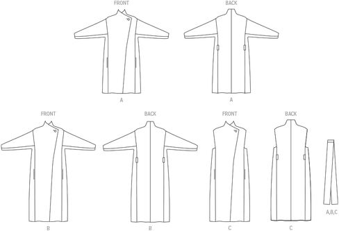 McCall's Misses' High Collar Coats and Vest Sewing Pattern Kit, Design Code M8438, Sizes 12-14-16-18-20 in Saudi Arabia