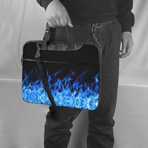 Blue Flame Print Print Bag Bag Bag Case Corte Counter Bag Bag مع حماية مبطنة جيوب فسيحة ، أسود in Saudi Arabia
