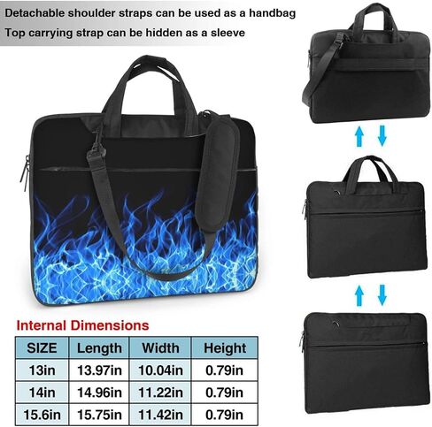 Blue Flame Print Print Bag Bag Bag Case Corte Counter Bag Bag مع حماية مبطنة جيوب فسيحة ، أسود in Saudi Arabia