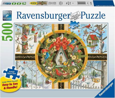 Ravensburger - الطيور المغردة لعيد الميلاد - 500 قطعة كبيرة التنسيق بانورامزو - طيور شتوية وموسيقية غريبة وموسيقية مزينة لقضاء العطلات - الجودة المتميزة - الأعمار 12+ in Saudi Arabia