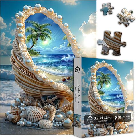 Beach Puzzles for Adults 1000 Piece, PICKFORU Summer Marine Jewel Seashell Puzzle, Unique Beautiful Pearl Shell Ocean Theme, Sea Jigsaw Puzzles Scenery Scenic in Saudi Arabia