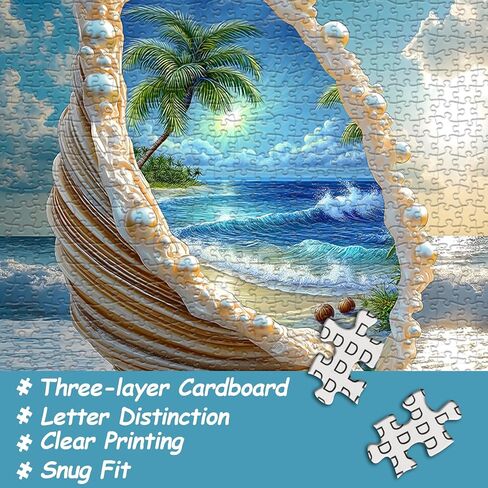 Beach Puzzles for Adults 1000 Piece, PICKFORU Summer Marine Jewel Seashell Puzzle, Unique Beautiful Pearl Shell Ocean Theme, Sea Jigsaw Puzzles Scenery Scenic in Saudi Arabia