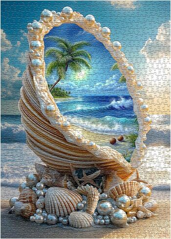 Beach Puzzles for Adults 1000 Piece, PICKFORU Summer Marine Jewel Seashell Puzzle, Unique Beautiful Pearl Shell Ocean Theme, Sea Jigsaw Puzzles Scenery Scenic in Saudi Arabia