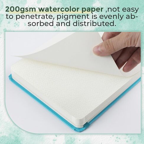 JOIBABE Watercolor Journal ， PRESS COLD PRESS PAPER PAPERBOOK 8 "× 5" ， 36 SHOETS 200GSM ورقة مائية ، خالية من الأحماض للألوان المائية ، الغواش ، الأكريليكات والوسائط المختلطة （أسود） in Kuwait