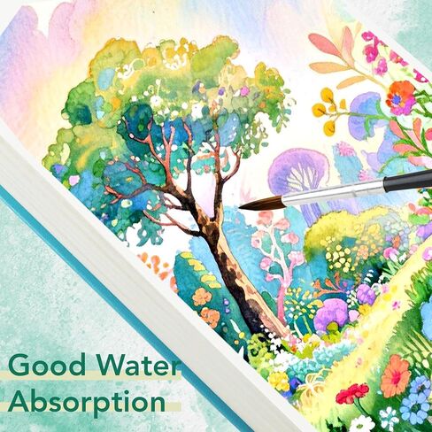 JOIBABE Watercolor Journal ， PRESS COLD PRESS PAPER PAPERBOOK 8 "× 5" ， 36 SHOETS 200GSM ورقة مائية ، خالية من الأحماض للألوان المائية ، الغواش ، الأكريليكات والوسائط المختلطة （أسود） in Kuwait