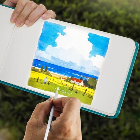 JOIBABE Watercolor Journal ， PRESS COLD PRESS PAPER PAPERBOOK 8 "× 5" ， 36 SHOETS 200GSM ورقة مائية ، خالية من الأحماض للألوان المائية ، الغواش ، الأكريليكات والوسائط المختلطة （أسود） in Kuwait
