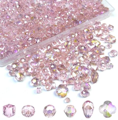 613 Pieces Glass Beads for Jewelry Making, 4-10mm Green Assorted Shapes Transparent Crystal Bead Loose Bulk Faceted Beads for DIY Craft Earring Necklace Bracelet in Kuwait