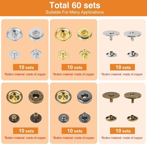 مجموعة أدوات السحتين المفاجئة ، و 15 ملم لقطات معدنية للجلد والأزرار المغناطيسية 18 ملم ، و 80 مجموعة 4 مجموعة من الجلد لزر الجلود للنسيج ، والمحفظة ، والقماش in Kuwait