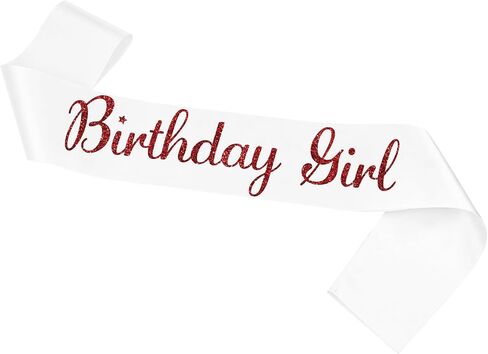 عيد ميلاد SASH ، عيد ميلاد SASH الأبيض للنساء والفتيات مع Silver Silver Letters هدية عيد ميلاد هدية لعيد ميلاد الحفلات الزخارف واللوازم Wihte Silver in Kuwait