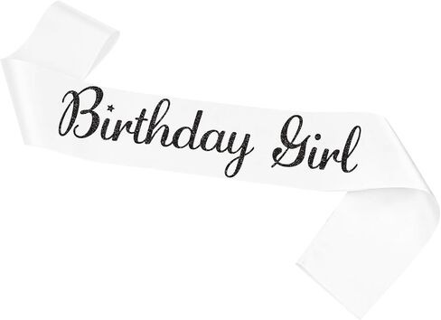 عيد ميلاد SASH ، عيد ميلاد SASH الأبيض للنساء والفتيات مع Silver Silver Letters هدية عيد ميلاد هدية لعيد ميلاد الحفلات الزخارف واللوازم Wihte Silver in Kuwait