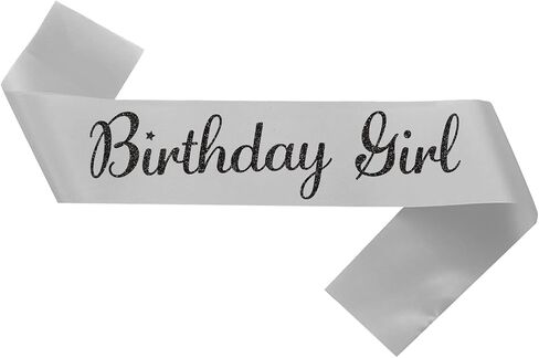 عيد ميلاد SASH ، عيد ميلاد SASH الأبيض للنساء والفتيات مع Silver Silver Letters هدية عيد ميلاد هدية لعيد ميلاد الحفلات الزخارف واللوازم Wihte Silver in Kuwait
