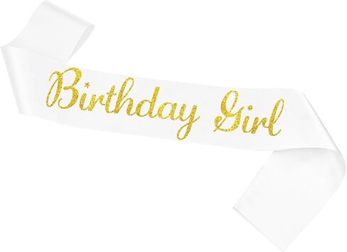عيد ميلاد SASH ، عيد ميلاد SASH الأبيض للنساء والفتيات مع Silver Silver Letters هدية عيد ميلاد هدية لعيد ميلاد الحفلات الزخارف واللوازم Wihte Silver in Kuwait