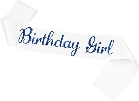 عيد ميلاد SASH ، عيد ميلاد SASH الأبيض للنساء والفتيات مع Silver Silver Letters هدية عيد ميلاد هدية لعيد ميلاد الحفلات الزخارف واللوازم Wihte Silver in Kuwait
