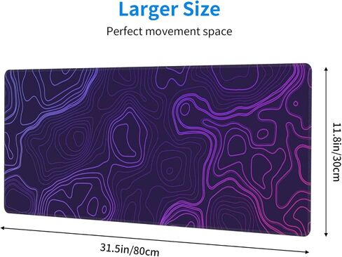 طبوغرافية لوحة الماوس الكبيرة XL Gaming Purple Desk Mat Big Long Extended Computer لوحة مفاتيح Mousepad غير قسيمة لإكسسوارات ديكور المكتب المنزلي للكمبيوتر المحمول 11.8 × 31.5 في in Saudi Arabia