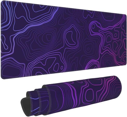 طبوغرافية لوحة الماوس الكبيرة XL Gaming Purple Desk Mat Big Long Extended Computer لوحة مفاتيح Mousepad غير قسيمة لإكسسوارات ديكور المكتب المنزلي للكمبيوتر المحمول 11.8 × 31.5 في in Saudi Arabia