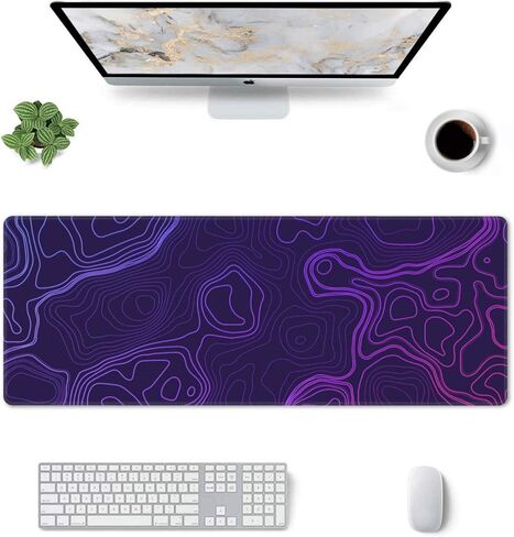 طبوغرافية لوحة الماوس الكبيرة XL Gaming Purple Desk Mat Big Long Extended Computer لوحة مفاتيح Mousepad غير قسيمة لإكسسوارات ديكور المكتب المنزلي للكمبيوتر المحمول 11.8 × 31.5 في in Saudi Arabia