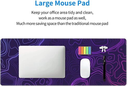 طبوغرافية لوحة الماوس الكبيرة XL Gaming Purple Desk Mat Big Long Extended Computer لوحة مفاتيح Mousepad غير قسيمة لإكسسوارات ديكور المكتب المنزلي للكمبيوتر المحمول 11.8 × 31.5 في in Saudi Arabia