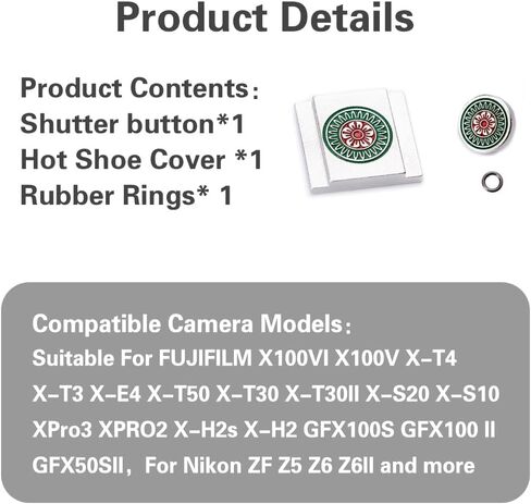 Chinese Mahjong Camera Shutter Button and Camera hot Shoe Cover, Suitable for Fuji XE3/XE4/XT100/XT200/XT20/XT30/XT4/XT5/XPRO2/XPRO3/Nikon ZF (Chinese Mahjong Shutter Button and hot Shoe Cover) in Saudi Arabia