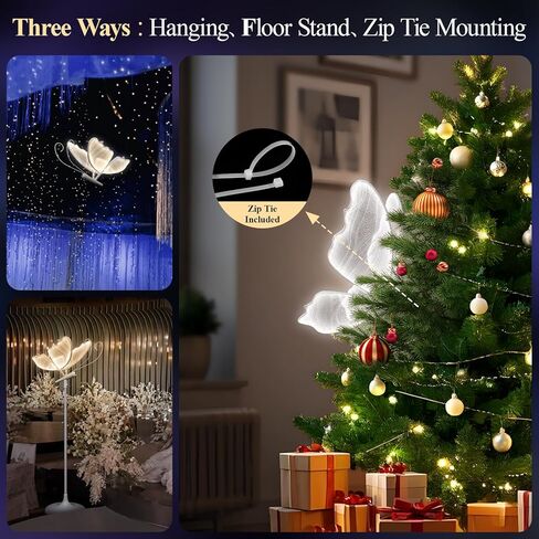 Wedding Butterfly Dimmable Floor Lamp: LED Butterflies Light with Remote Control - White & Warm Lights Butterfly Prop for Birthday Party Decoration - Baby Shower Bridal Shower Home Decor (11.8 in, 2) in Kuwait