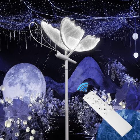 Wedding Butterfly Dimmable Floor Lamp: LED Butterflies Light with Remote Control - White & Warm Lights Butterfly Prop for Birthday Party Decoration - Baby Shower Bridal Shower Home Decor (11.8 in, 2) in Kuwait