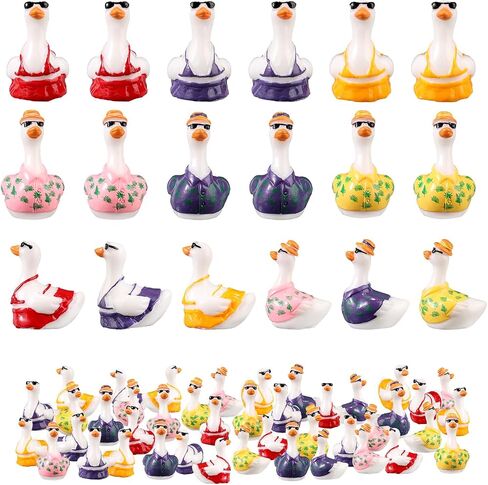 60pcs راتنج راتنج صغير ، 3 لون صغير صغير صغير من هاواي بيكيني أوزة كومبو مصغرة للحيوانات الأشكال الإكسسوارات لـ DIY Summer Dollhouse Garden Bonsai Micro. in Saudi Arabia