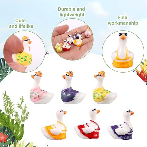 60pcs راتنج راتنج صغير ، 3 لون صغير صغير صغير من هاواي بيكيني أوزة كومبو مصغرة للحيوانات الأشكال الإكسسوارات لـ DIY Summer Dollhouse Garden Bonsai Micro. in Saudi Arabia