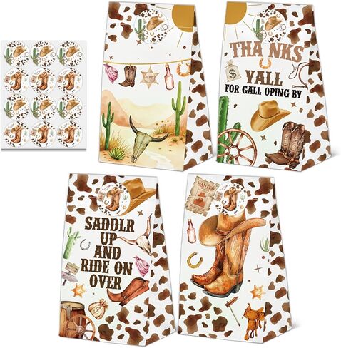 24 PCS Western Cowboy Goodie حقائب مع ملصقات ، وأكياس عيد ميلاد Western Western Cowbo in Saudi Arabia