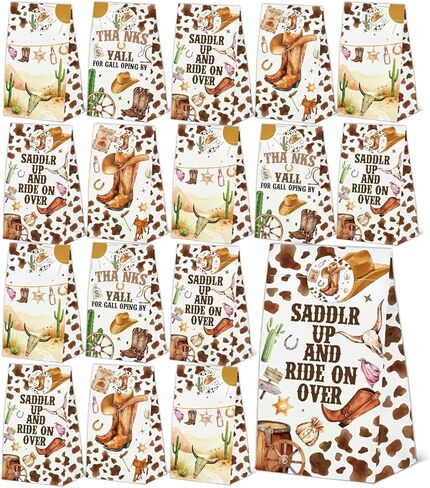 24 PCS Western Cowboy Goodie حقائب مع ملصقات ، وأكياس عيد ميلاد Western Western Cowbo in Saudi Arabia