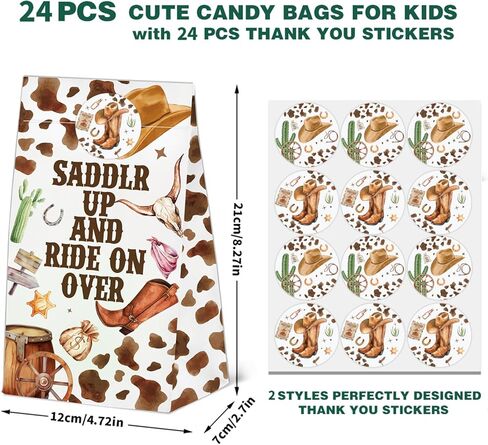 24 PCS Western Cowboy Goodie حقائب مع ملصقات ، وأكياس عيد ميلاد Western Western Cowbo in Saudi Arabia