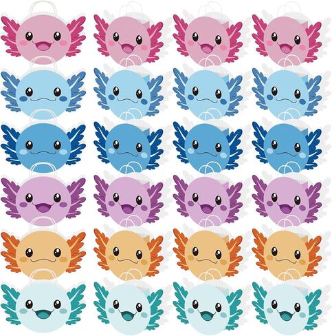 Kosiz 24 PCS Axolotl Party Favor Bags with Handles Axolotl موضوع Goodie Gift Paper Treats Wordy Lags لعيد ميلاد لوازم حفلات استحمام الطفل in Saudi Arabia