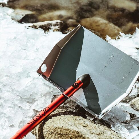 مجرفة DMOS Stealth XL باللون الأحمر - مجرفة ثلج قوية وقابلة للتخزين وعالية الأداء، مثالية للسيارة/الشاحنة، والبقاء على قيد الحياة، والتخييم، والطرق الوعرة، والطوارئ، والأنشطة الخارجية الأخرى in Kuwait