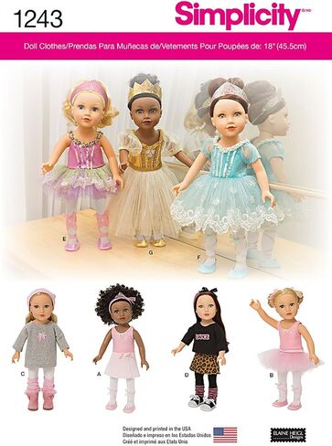 Simplicity Creative Patterns 1243 Ballerina and Dance Clothes for 18-Inch Doll, Size: Os One Size in Saudi Arabia
