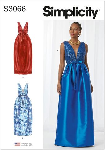 Simplicity SS3066Y5 Misses' Lined Special Occasion Gowns Sewing Pattern Packet, Design Code S3066, Sizes 18-20-22-24-26 in Saudi Arabia