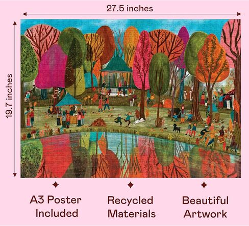 Elena Essex Fall Puzzles 1000 Pieces - Park Day, Fall Puzzle, Puzzles for Adults 1000 Pieces, Autumn Tree City Cental Park Halloween Puzzle, Size 28 x 20 inches in Kuwait