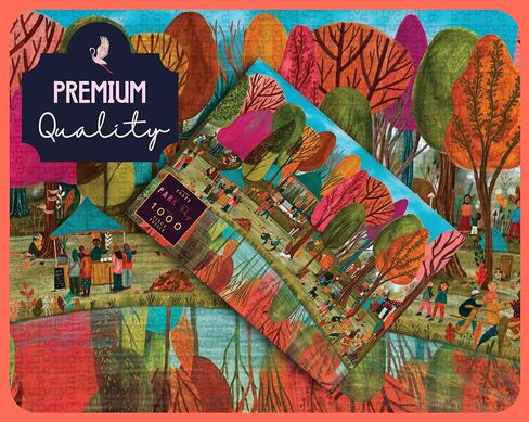 Elena Essex Fall Puzzles 1000 Pieces - Park Day, Fall Puzzle, Puzzles for Adults 1000 Pieces, Autumn Tree City Cental Park Halloween Puzzle, Size 28 x 20 inches in Kuwait