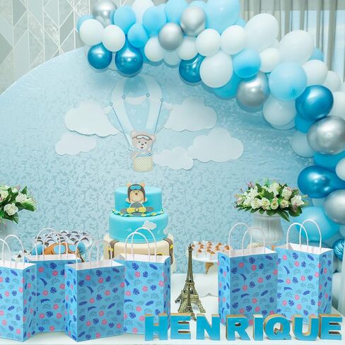 Gilprop 24 Pcs Cute Hawaiian Blue Pink Party Favor Gift Paper Bags with Handle Cartoon Animation Paper Goodie Bags for Birthday Party Supplies Decorations in Saudi Arabia